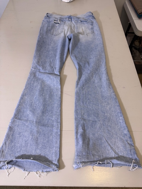 Mother The Weekender Fray Jeans 29 Action Shot High Rise Flare Distressed $278 - Picture 14 of 15
